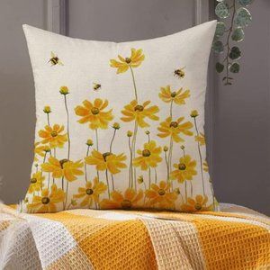 Floral Decorative Throw Pillow Cover Accent Case Farmhouse Cottage Spring Decor